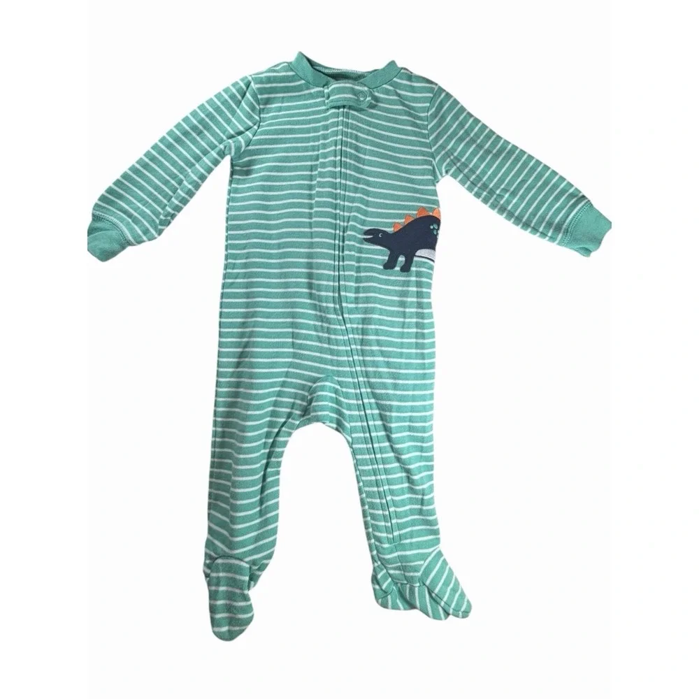 Baby Boy 6 Months Carter's Zip Footed Sleeper Dinosaur Lot Bundle 3 ct